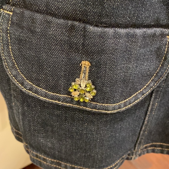 CJ Banks Vintage Denim Elegance: Green Rhinestone Buttons Jacket - Picture 6 of 7